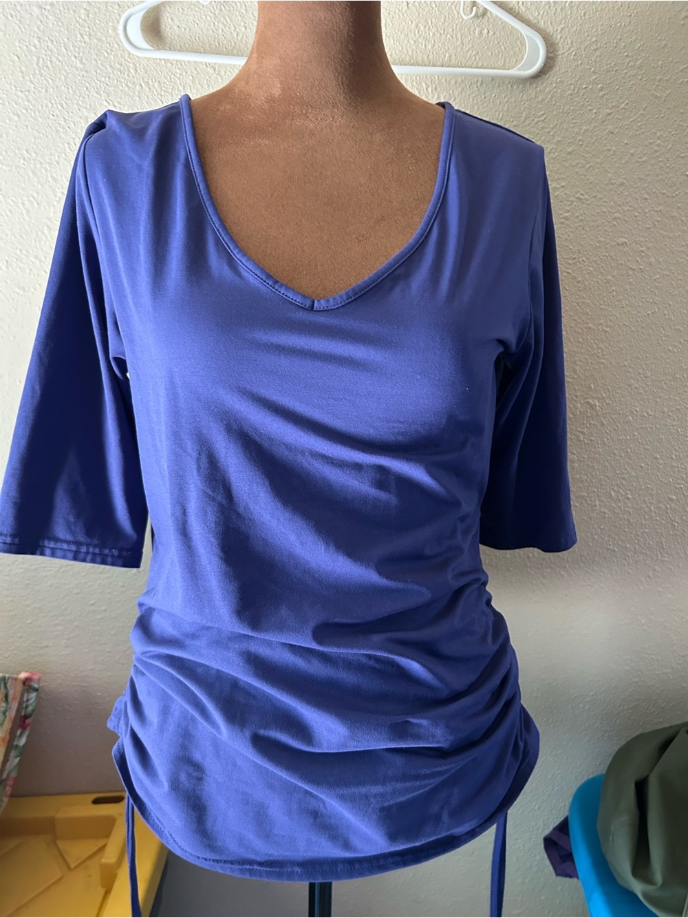 Columbia Women's Ruched V-Neck Top in Periwinkle Blue